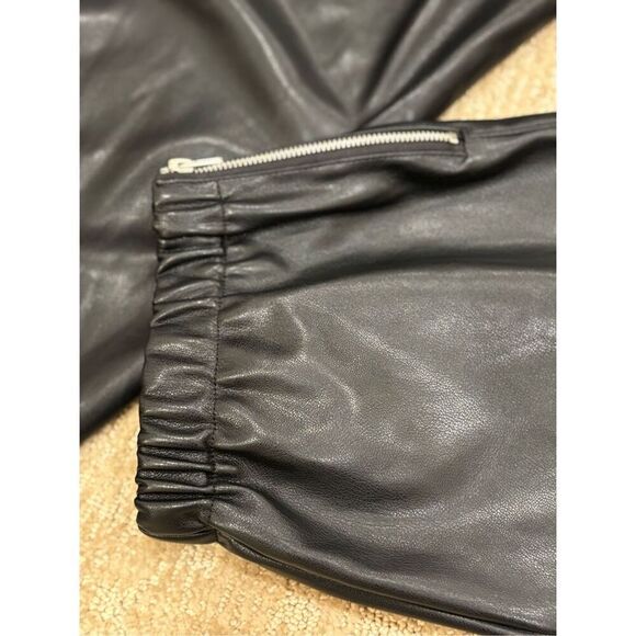 Avec Les Filles Women's Faux Leather Lined Ankle Zip Jogger Pants Black Large - Picture 6 of 9